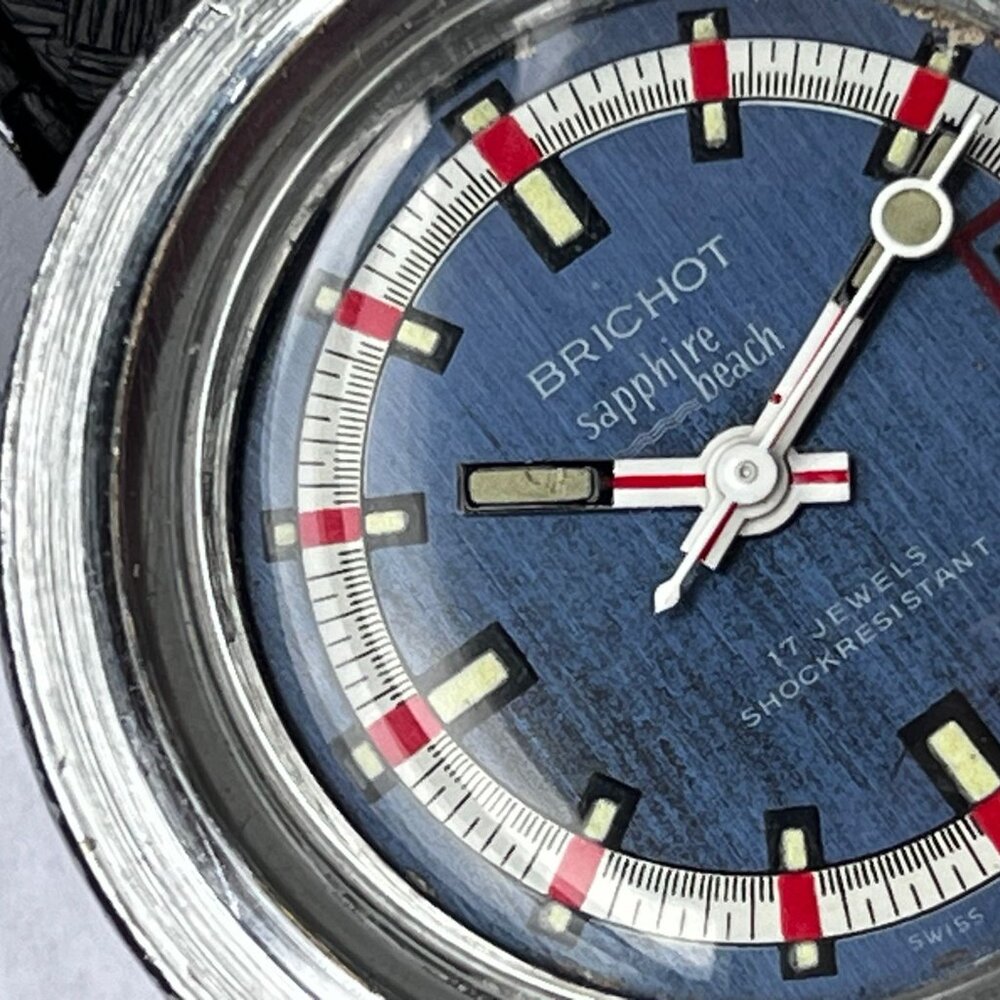 Brichot Diver Watch Vintage Rare Blue Dial Running